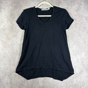 Wilt Shirt Womens Size XS Black Asymmetric Hem Short Sleeve V-Neck Casual